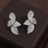 Luxury Shiny Micro-set Zircon Leaf Earrings for Women Exquisite AAA CZ Symmetrical Earring Wedding Jewelry