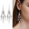 Elegant Teardrop Dangle Earrings With Stone Dialects And Intricate Cutout Design In Nonallergenic Zinc Alloy For Daily Or Formal Wear