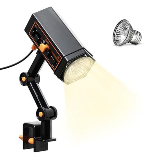 

Лампа для обогрева рептилий Вращающийся на 360 градусов кронштейн Регулируемая яркость Имитация солнечного света UVA UVB 25w чёрный