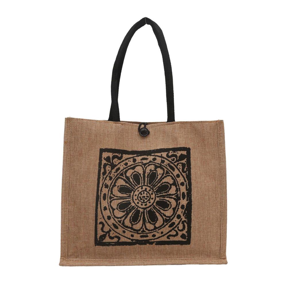 Korean-Style Large Capacity Linen Bucket Shoulder Bag for Women, 2024