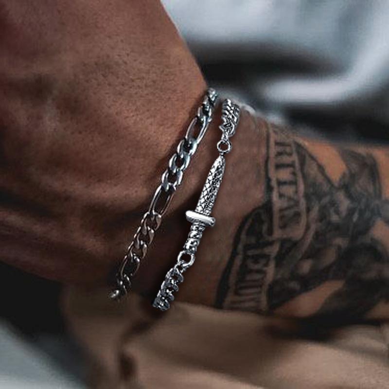 Sword Bracelet, Mens Chain Link Bracelet , Stainless Steel Dagger Bracelets Gifts for Boyfriend