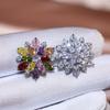 Luxury Sunflower Double-Layer Zircon Women's Stud Earrings - Fashionable Copper Jewelry Accessories
