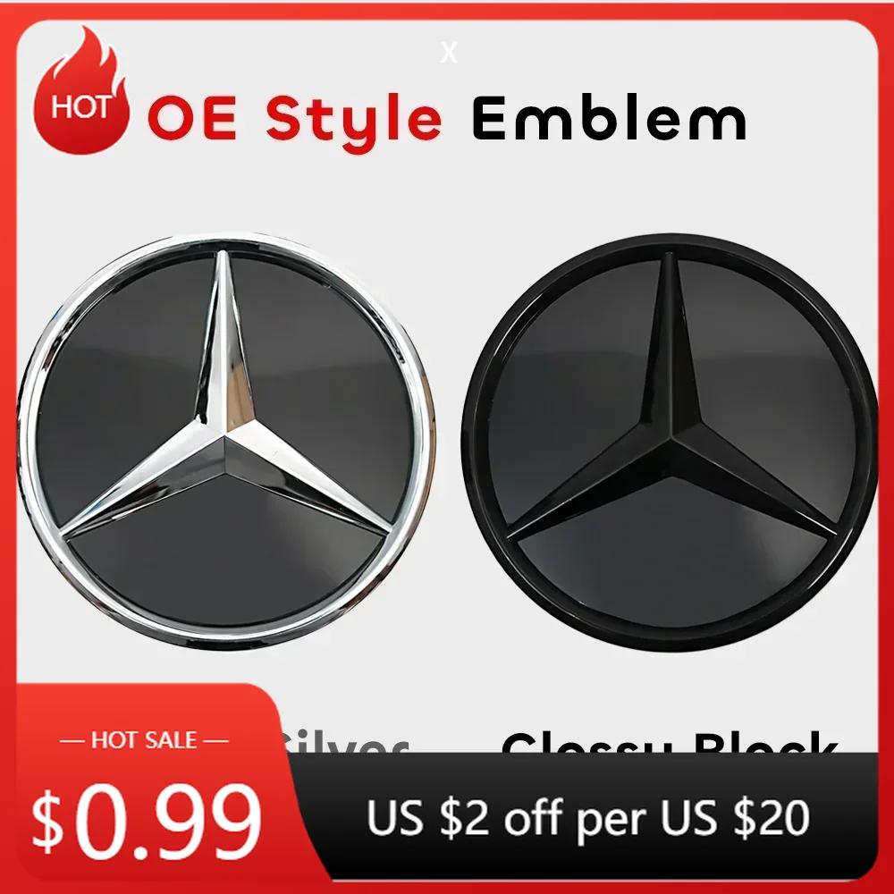 2025 Heiße Frontgrill Stern Logo 3D Spiegel Emblem Mit LED Beleuchtung Chrom Silber Glänzend Matt Schwarz Für Mercedes Benz W176 A180