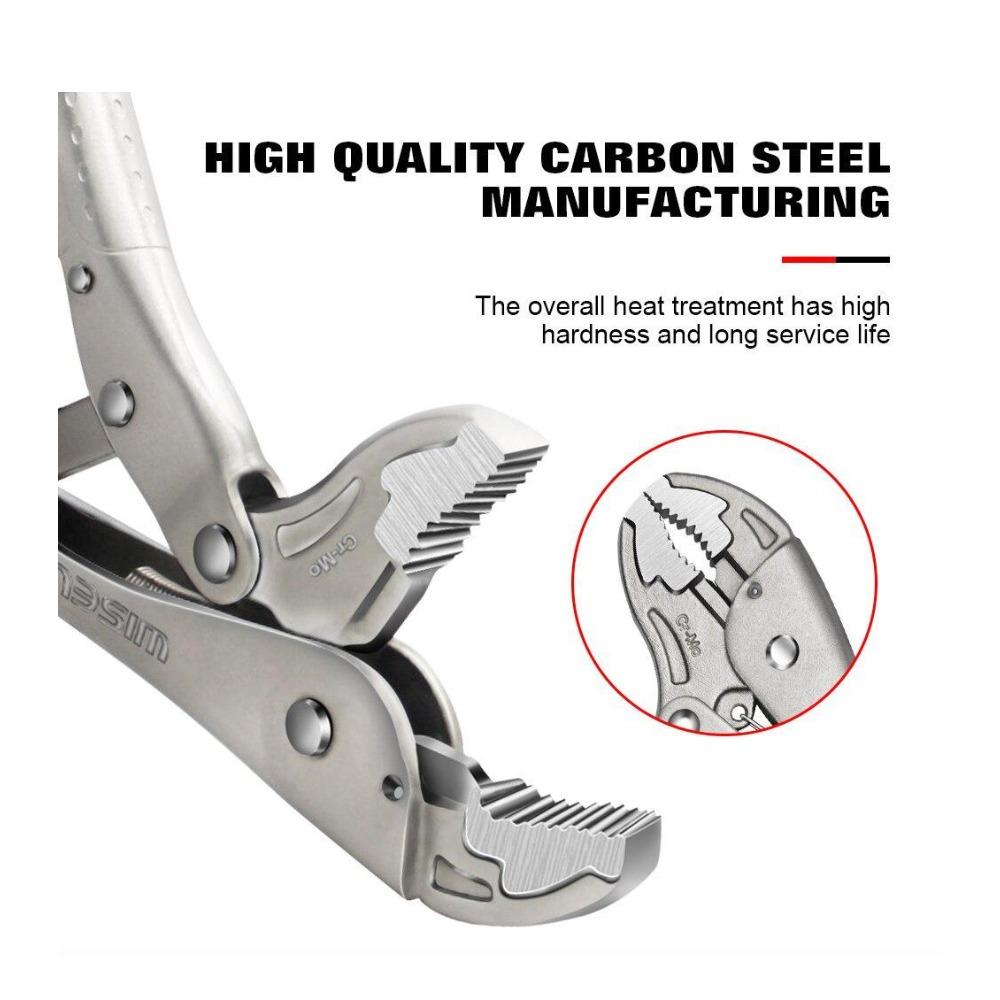 WISEUP 5" 7'' 10'' Curved Jaw Locking Plier Adjustable Nut Pliers Set For Water Pipe Car Mechanical Maintenance Home Hand Tools