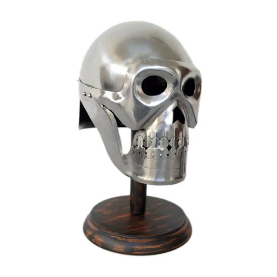 Skull Head Steel Helmet - Fierce Warrior Design for Collectors, LARP, and Costume Enthusiasts
