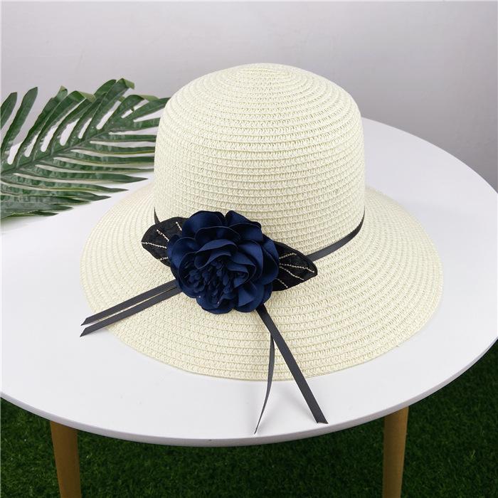 New spring and summer women's sunshade straw hat sunscreen sun hat bucket hat flower beach hat big edge basin hat