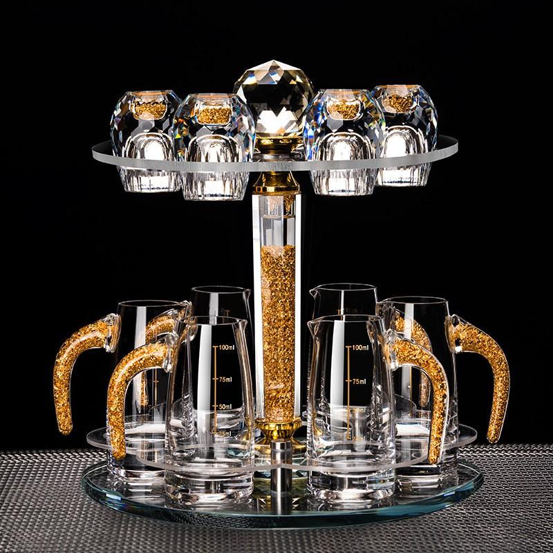Elegant Crystal Glass Shot Cups Decanter Set With Graduated Markings Home Whiskey Baijiu Or Spirits Serving