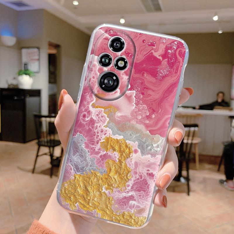 Für Honor 200 Pro Handyhülle Mode Blume Transparente Rückseite Für Honor 200Pro Weiches TPU Silikon Anti-Drop Bumper Fundas