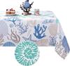 Summer Ocean Starfish Sea Shell Rectangle Tablecloth Table Decor Washable Polyester Kitchen Dining Table Cloth Party Decorations
