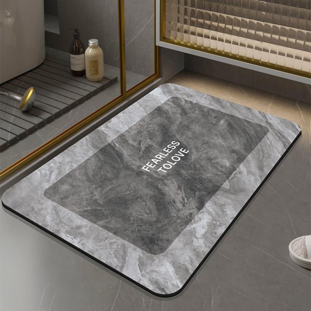 Dark Marble Enjoy Every Day Letter Diatom Bath Rug Non Slip Fast Water Absorbing Quick Dry Mat for Shower Entrance Home Decor