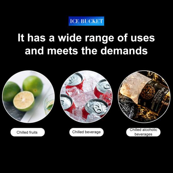 Stainless Steel Ice Bucket Portable Double-Layer Insulated Barrel with Handle Design