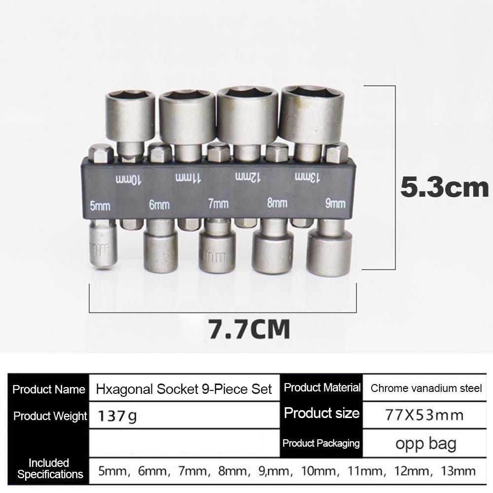 9/14PCS Socket Inner Hexagonal Wrench Hexagonal Handle Screwdriver Socket Extension Rod Pneumatic Screwdrivers Insert Tools Sets