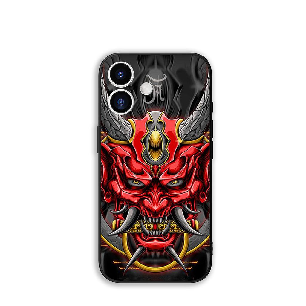 Japanese Style Samurai Hannya Unique Phone Case for iPhone 17 16 15 14 13 12 11 Series Pro Max Plus Double Layer Protection
