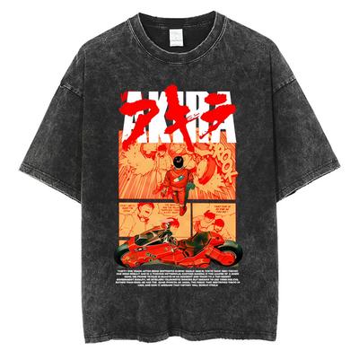 Washed Vintage Anime Akira Shima Tetsuo Graphic T Shirt Shotaro Kaneda Cartoon Manga T-shirt Men Women Fashion Casual T-shirts