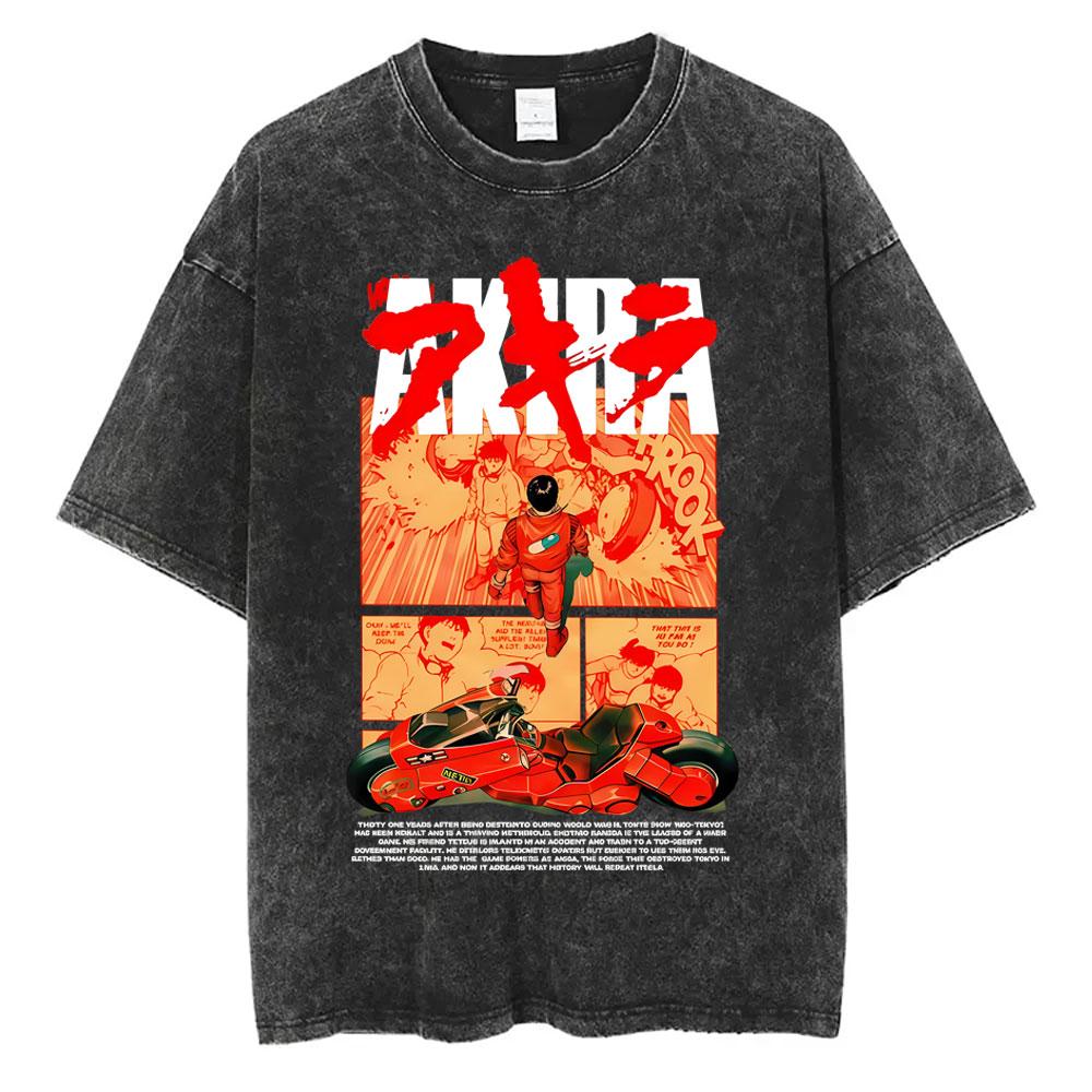 Washed Vintage Anime Akira Shima Tetsuo Graphic T Shirt Shotaro Kaneda Cartoon Manga T-shirt Men Women Fashion Casual T-shirts S разноцветный