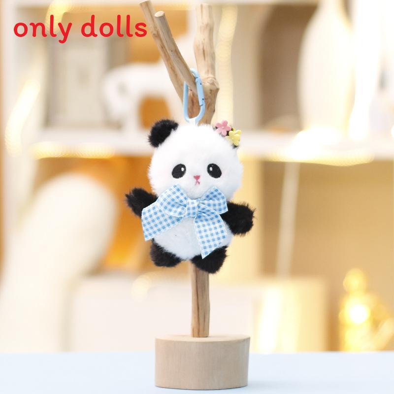 

Panda Plush Toy With Bowknot Soft Short Pile For Kids And Collectors синий
