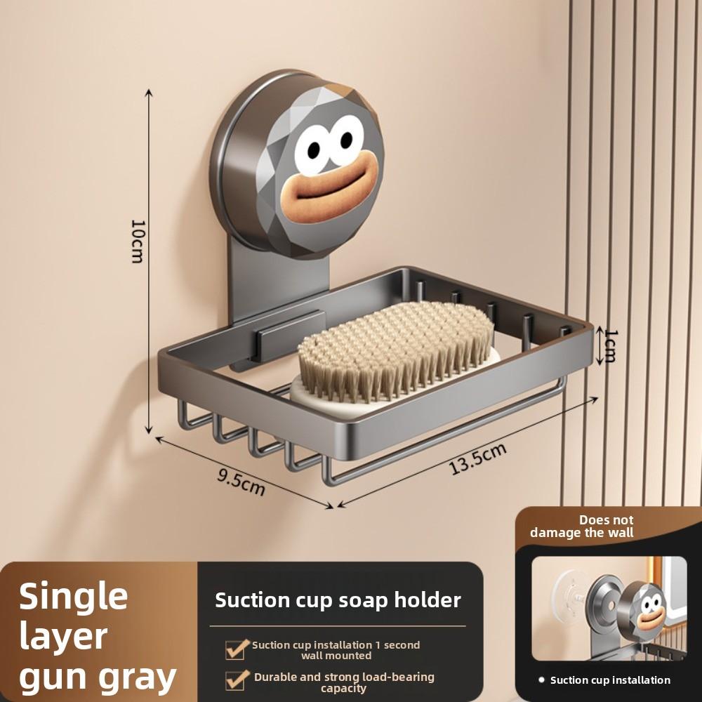 

1PC No Drill Suction Cup Soap Dish Wall Mount Bathroom Storage Box with Drain Holder Organizer Rack Soap Dish Holder Soap Holder