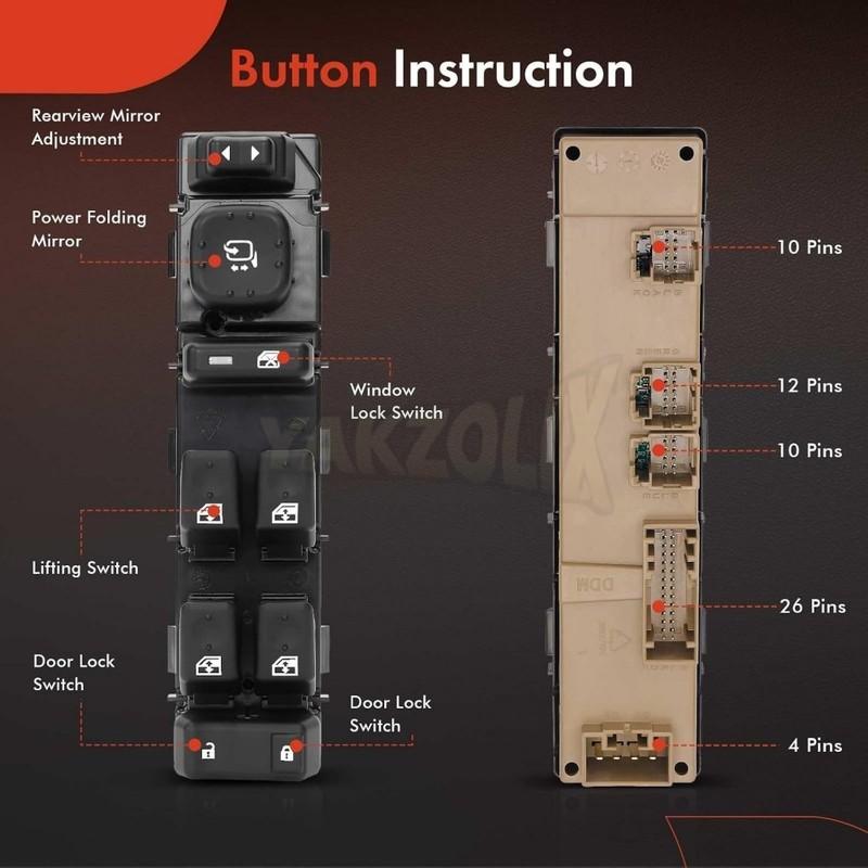 15883319 15883320 Power Window Switch for Cadillac GMC Sierra Yukon Chevrolet Suburban Tahoe Hummer H2 2003 2004 2005 2006 2007