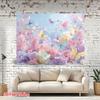 2D Pastel Aesthetic Banner, Hydrangea Garden with Colorful Butterflies