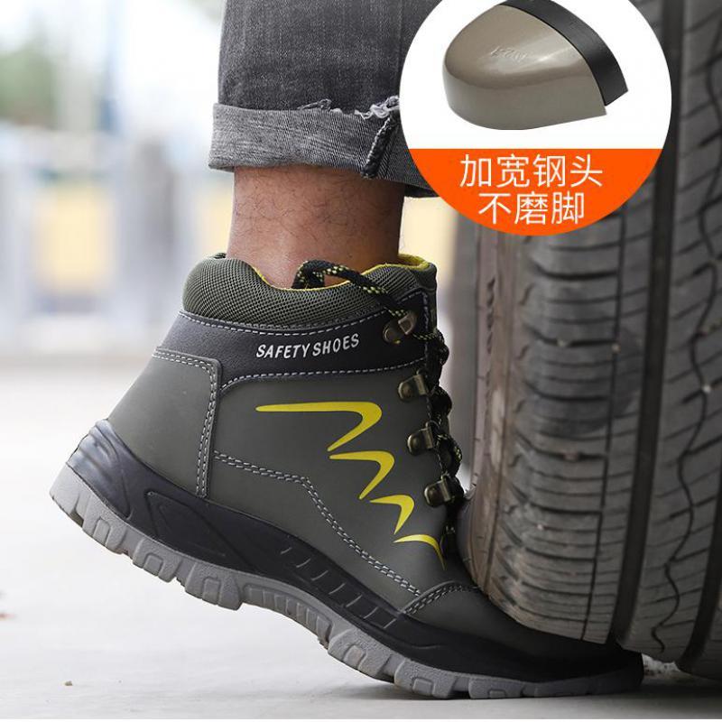 Fashion Men Steel Toe Shoes High Top Work Boots Leather Safety Shoes Work Protective Boots Winter Safety Boots Men Indestructible Shoes