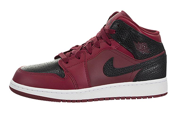 Jordan 1 Mid Team Red Black White GS 554725-601 35.5
