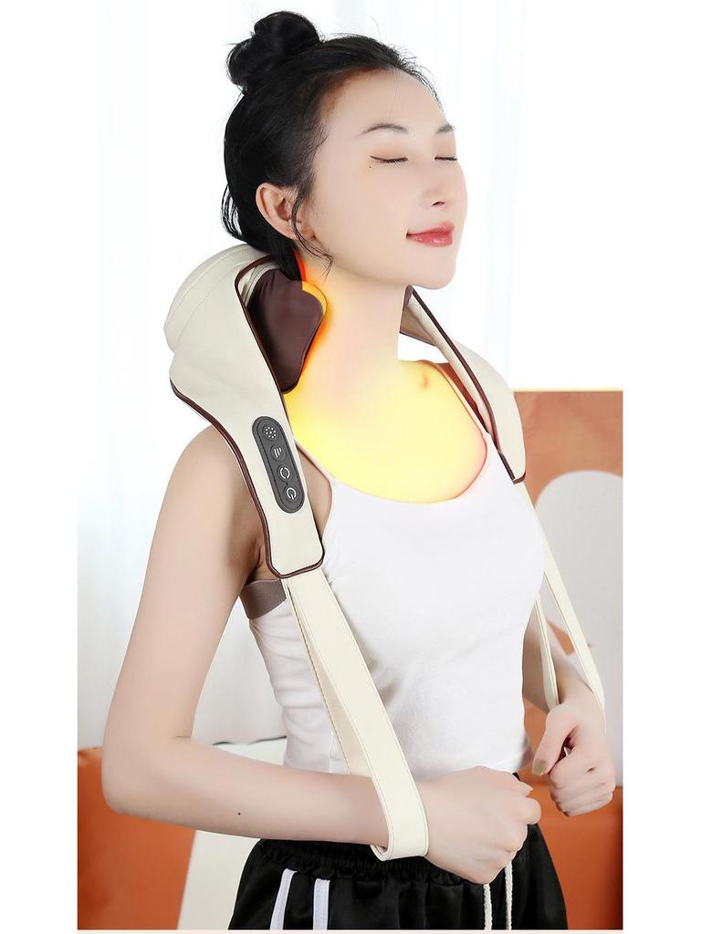Trapezius & Cervical Massager: Multi-Function Kneading, Hot Compress Shawl for Neck & Shoulder Relief