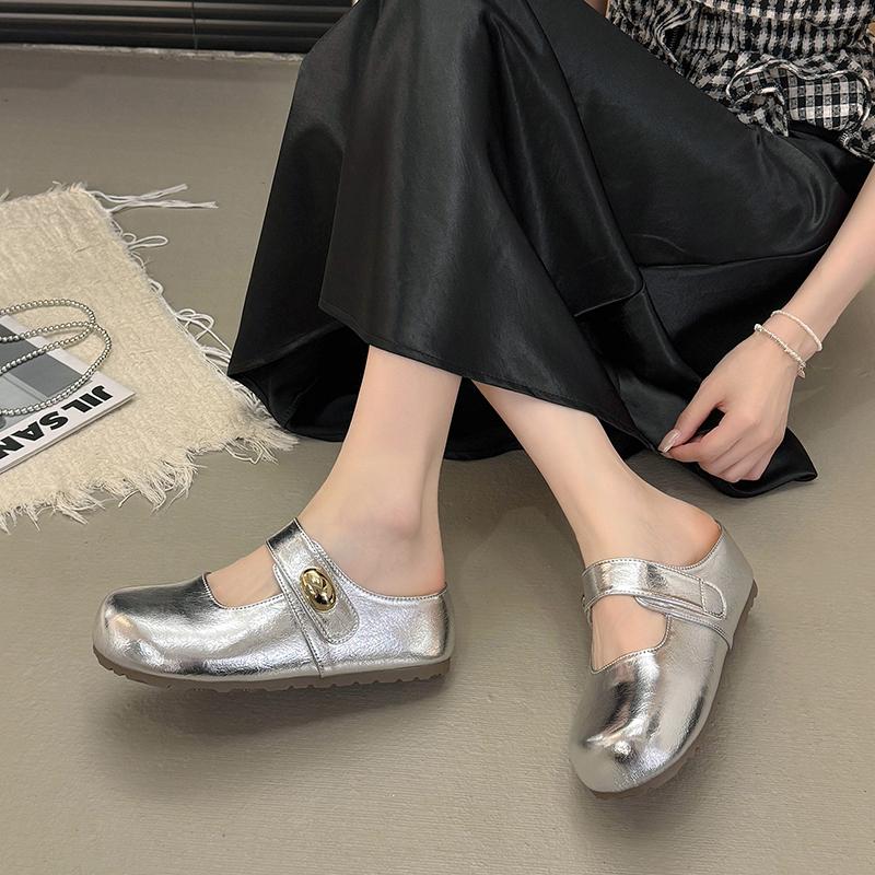 Fashion 2025 High Quality and Fashionable  Slippers Women's New Spring and Summer Round Toe Shallow Mouth Flat Heightened Flat Shoes