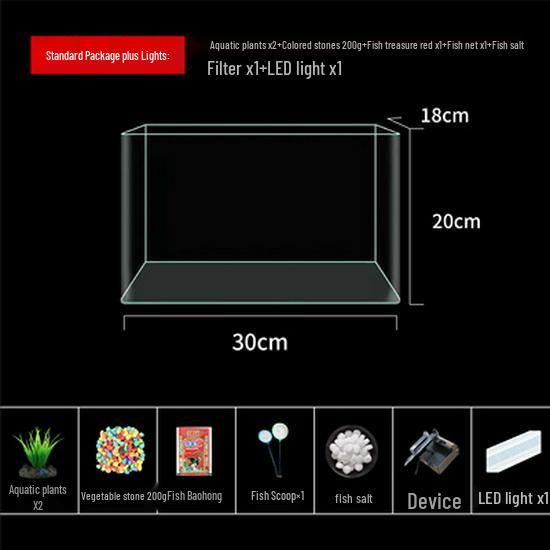 Mini Eco Fish Tank: Hot-Bent Glass, Desktop Goldfish Betta Aquarium, Water-Free Design for Living Room