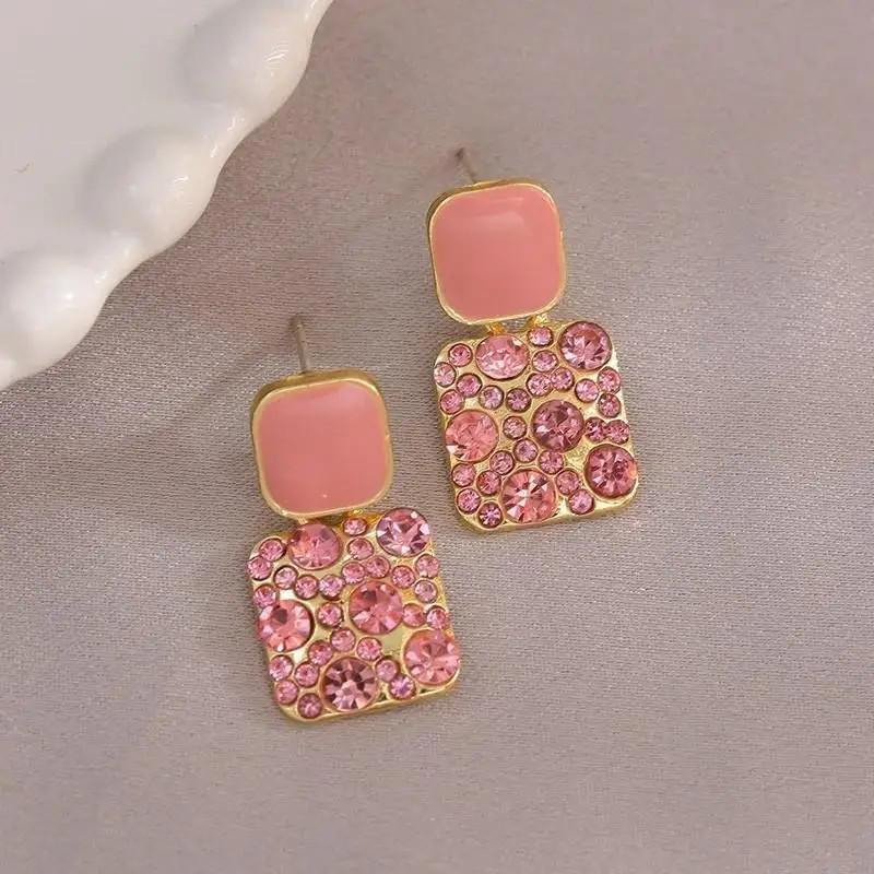 Silver Needle Korean Fashion Zircon Drop Earrings For Women Jewelry Trending New Luxury Vintage Gold Color Earrings