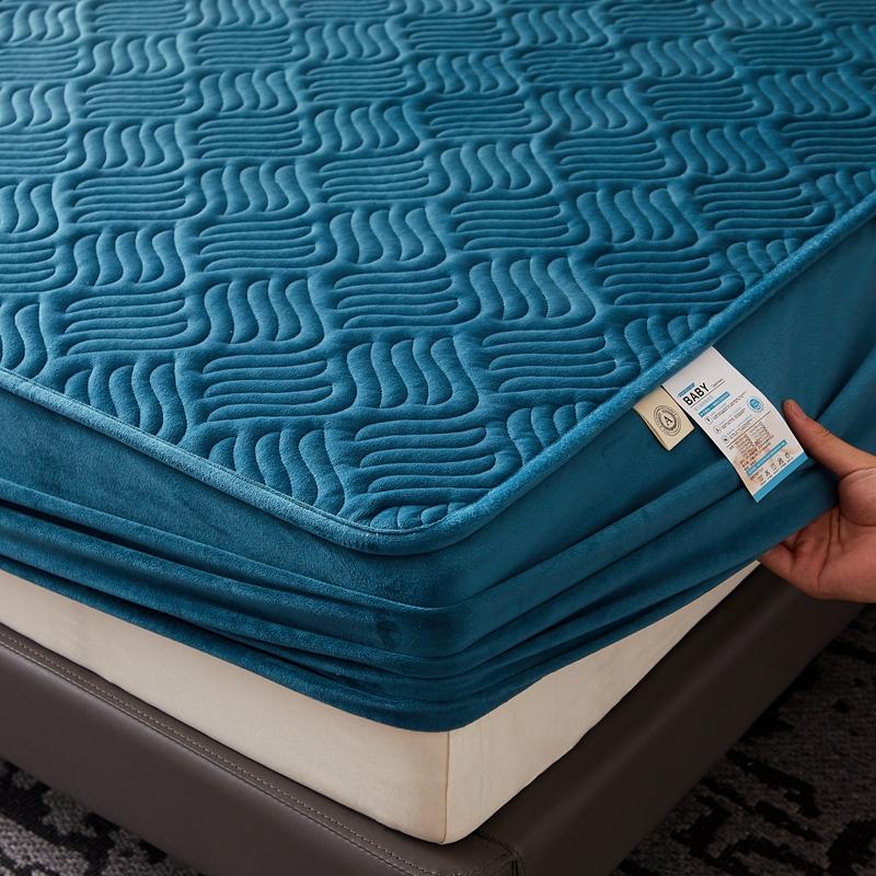 Hochwertiger, dicker, gesteppter Matratzenbezug aus kurzem Plüsch, luxuriöser, milbensicherer, weicher, warmer Stepp-Babysamt, nicht im Lieferumfang enthalten, Kissenbezug