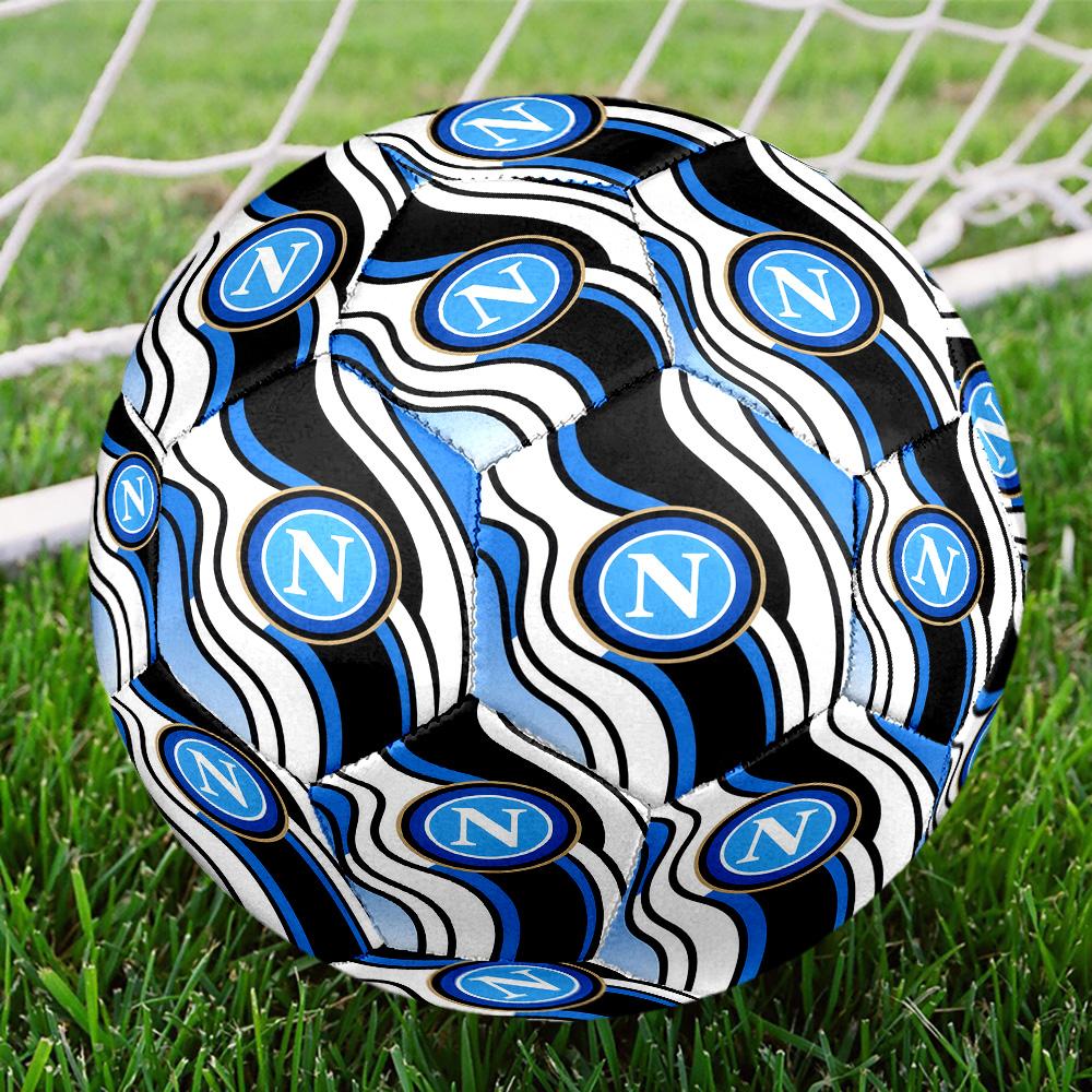 Pallone Calcio a 5 Indoor Napoli FC Taglia 5 Colorato Per Tutte le Età Cucito a Macchina PVC Pronto per la Competizione Resistente Alto Rimbalzo