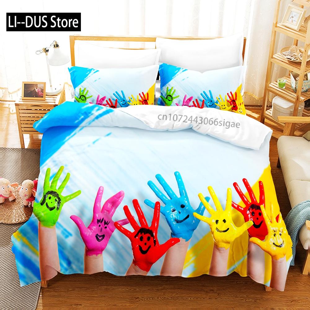 Hand Bedding Set Single Twin Full Queen King Size You And Me Hands Bed Set Aldult Kid Kawaii Duvetcover Sets 3D 006