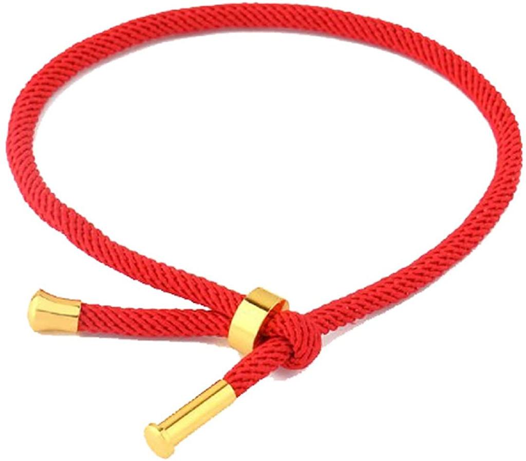 Designer Stainless Steel and Red Adjustable Amulet Retro Chinese Style Women's Bracelet, Gold, Red, Thread, Size, Bracelet,