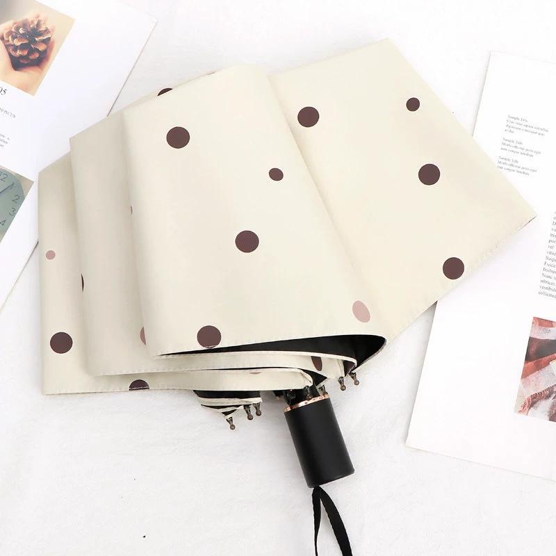 Cute Folding Umbrella for Girls with Black Coating for Sun Protection and Uv Protection, Manual and Fully Automatic, Dual-Use for Sun and Rain