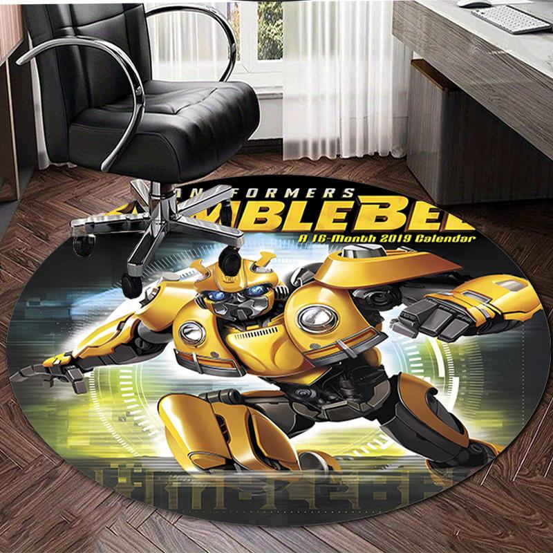 1pc Bumblebee2 Design Printed Area Round Carpet for Bedroom Living Room Home Decor Rugs Mat Non Slip Mat Rug for Bedside