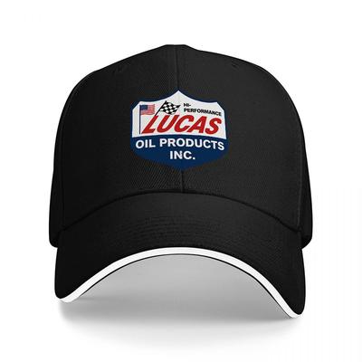 LUCAS OIL PRODUCTS INC PERFORUnisexCE LOGO BASEBALL CAP BLACK WITH WHITE TRIM AND EMBROIDERED BRAND BADGE