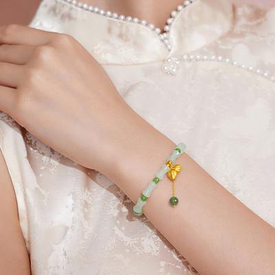 Bracelet Bamboo Lotus Pod Literary Art Guochao Bracelet Weaving Bracelet Galloping Crystal Bracelet