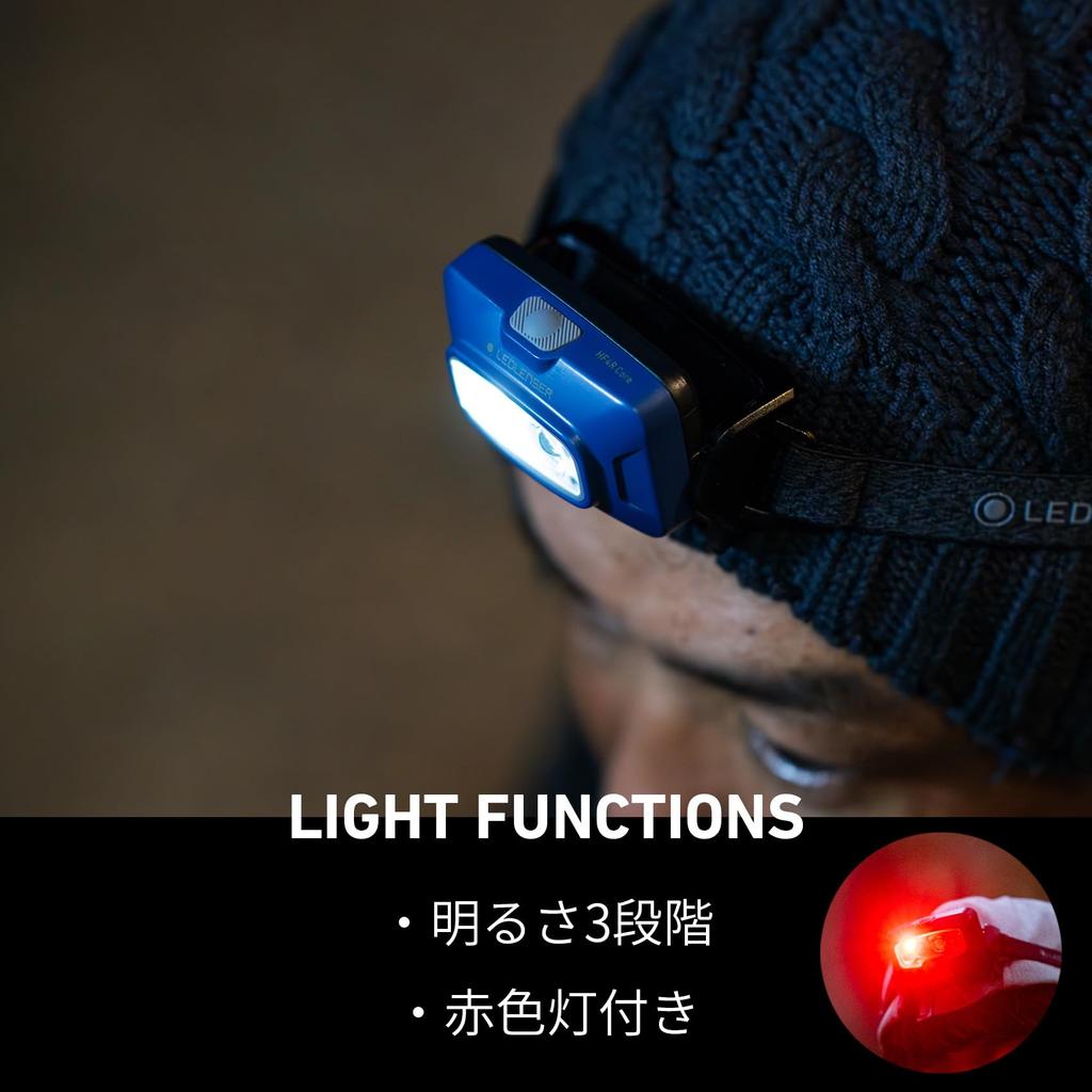 Ledlenser HF4R Core Blue Rechargeable LED Max 500lm IP68 Compact and Lightweight Red Sublight for Outdoor and Work Headlamp, Brightness, Waterproof,