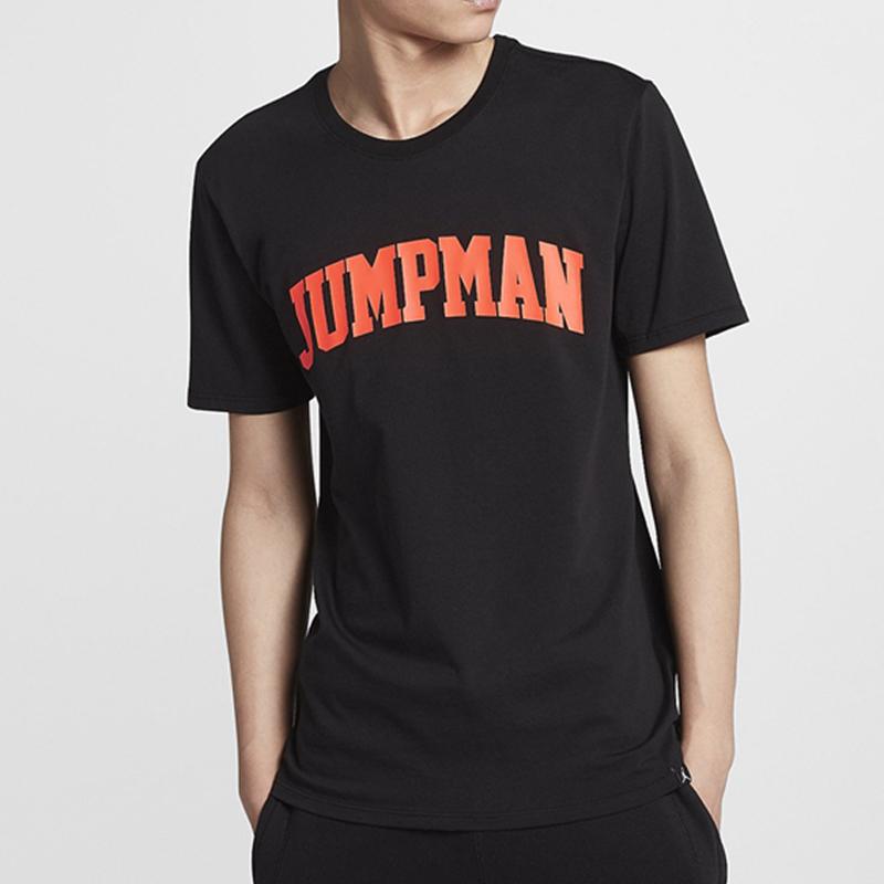 Jordan Alphabet Print Round Neck Casual Short Sleeve T-Shirt Men Tops Black 916055-010