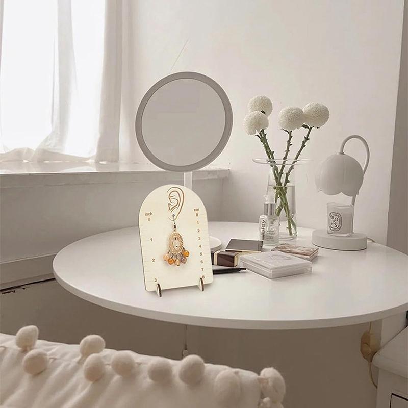 Earring Measurement Display Stand Wood Ear Stud Stand Earring Organizer Frame With Measurement Arch-Shaped Earring Holder