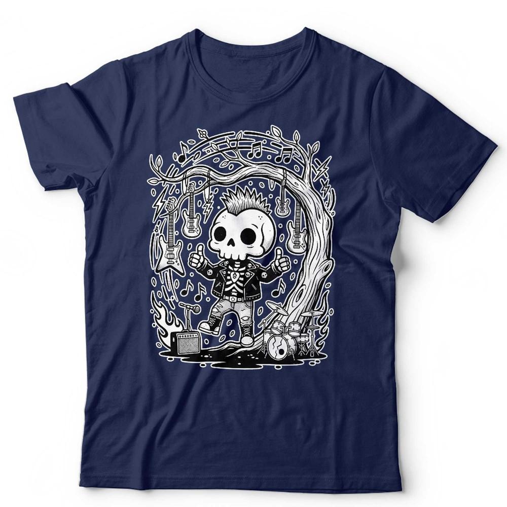 Punk Rock Skull Graphic T Shirt Unisex Kids Guitar Music Band Style Tee S