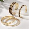 4 Stück Vintage Leopardenmuster Glattes Flauschiges Armbänder Set Für Frauen Gold Farbe Mehrschichtig Schickes Armband Party Punk Schmuck Geschenke