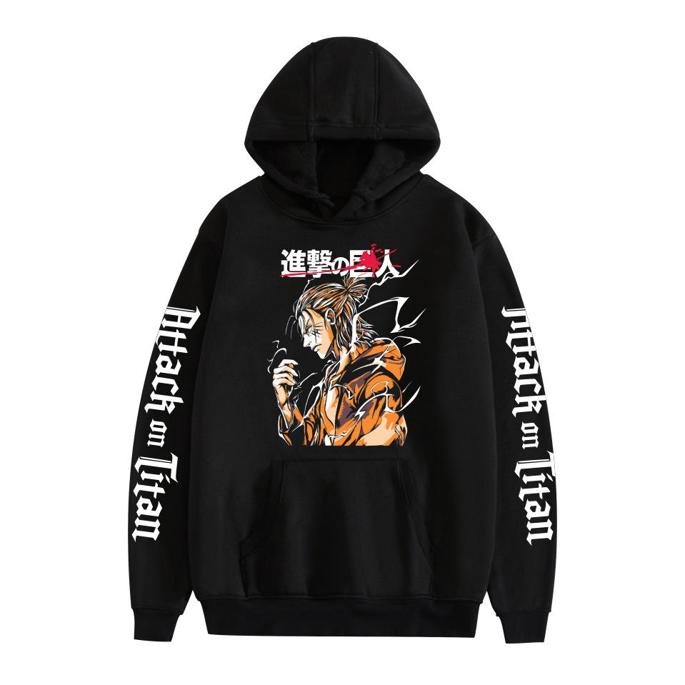 Attack on Titan Anime Hoodies Graphic Printed Sweatshirts Casual Long Sleeve Tops for Men Women XS чёрный
