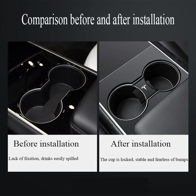 Suitable for Tesla Model 3 Model Y 2021 2022 ABS car water cup groove non-slip limit clip car cup holder stopper ABS accessories