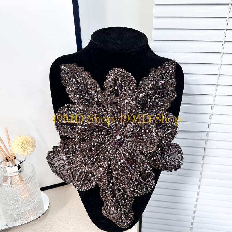 49MD Eye-Catching Flower Applique Sequined Sewing On Patches for Wedding Dress
