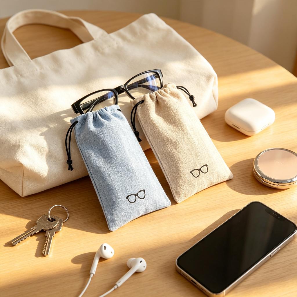 1-11pc Linen Fabric Sunglasses Bag Soft Cloth Glasses Bag Drawstring Portable Eyeglasses Pocket Multi-Functional Storage Bags