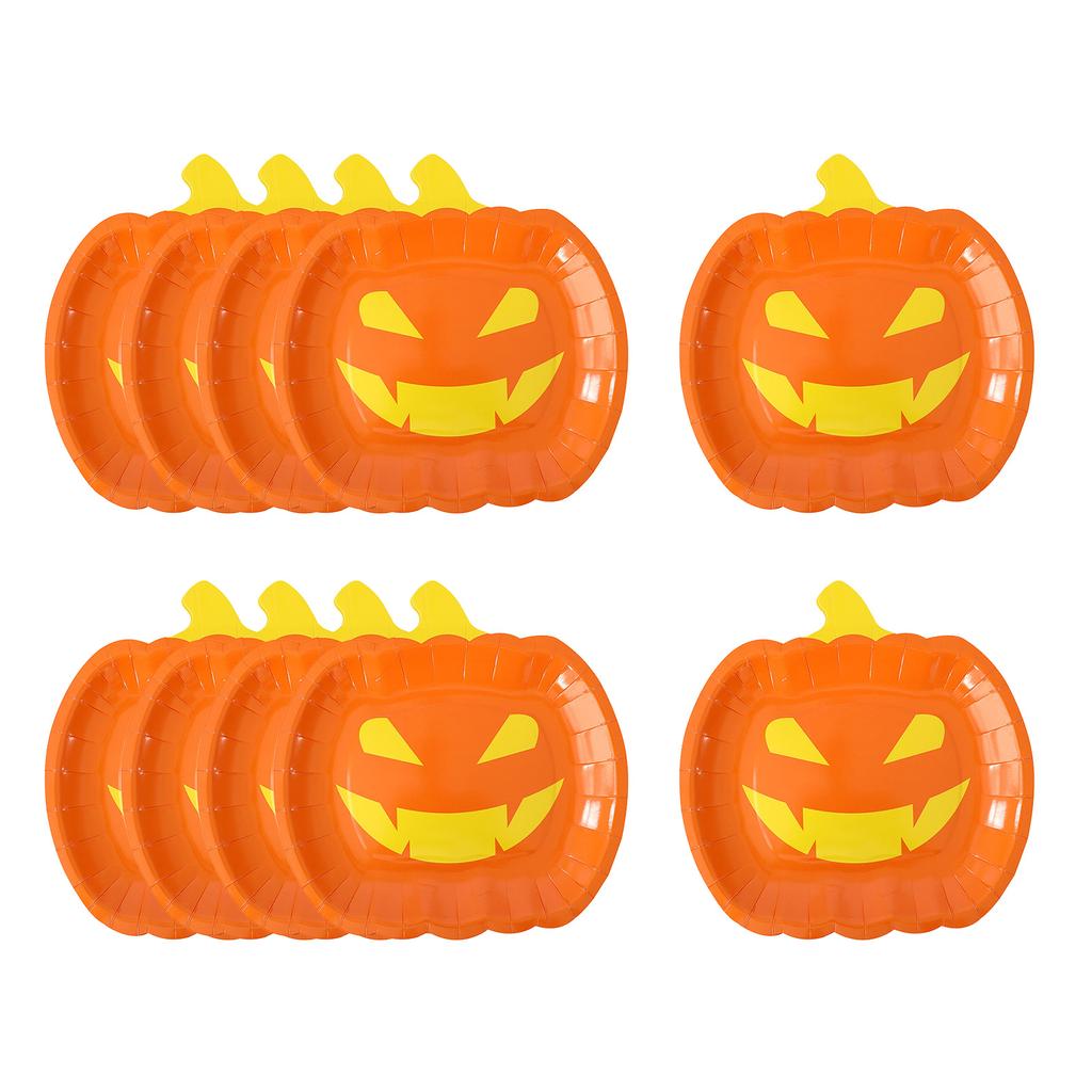 10 Pieces/set Halloween Pumpkin Paper Plate Tray Home Decor Dinner Plate Home Party Dining Room Decoration 2 Sizes