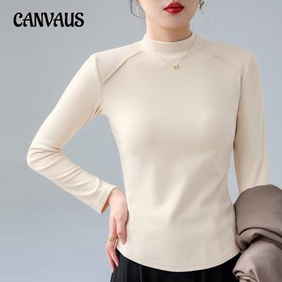 Sonbahar ve Kış Kadın Bluz Sıcak Uzun kollu Yarım Yüksek Boyun Dibe Gömlek