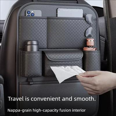 Multi-functional Car Seat Back Organizer High-Capacity Multi-Pocket Backseat Storage Bag Wear-Resistant Anti Kick Mat