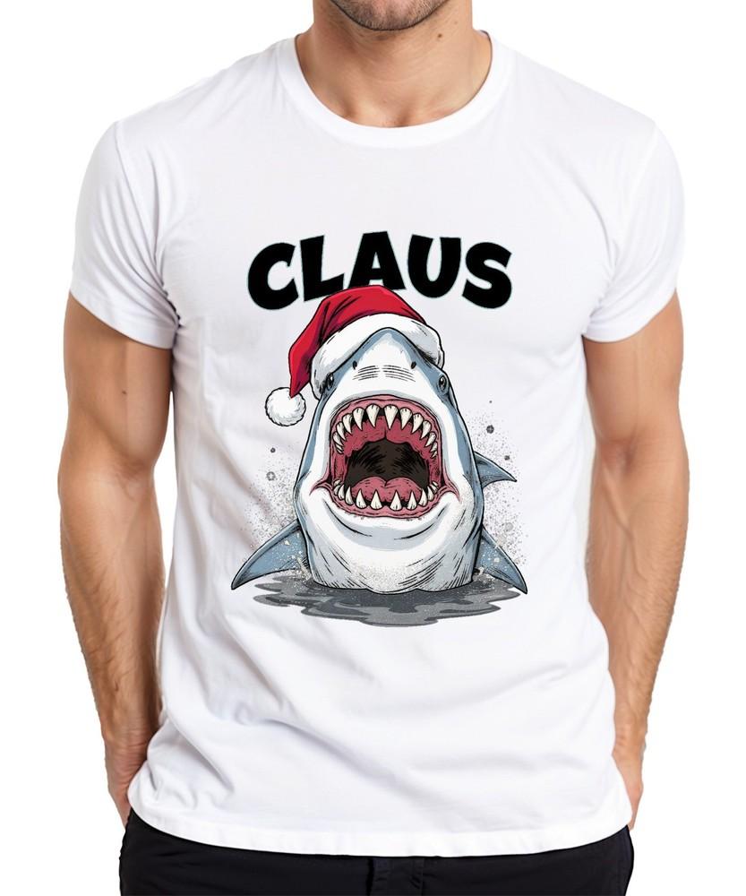 Claus Christmas Shark Santa Hat Shark Movie Parody Unisexs Tshirt